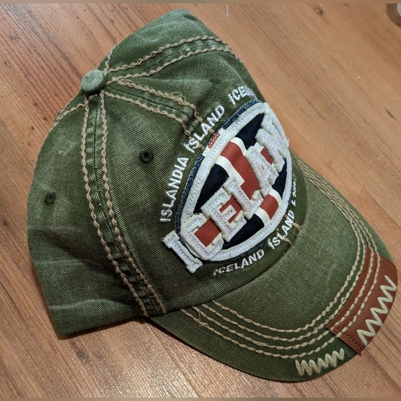 Iceland Baseball Hat with Flag on Back. Velcro. Leather on Bill. Rare Cap. - Picture 6 of 11